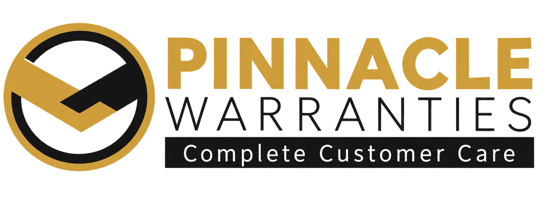 Pinnacle Warranties gold and black logo with Complete Customer Care strapline